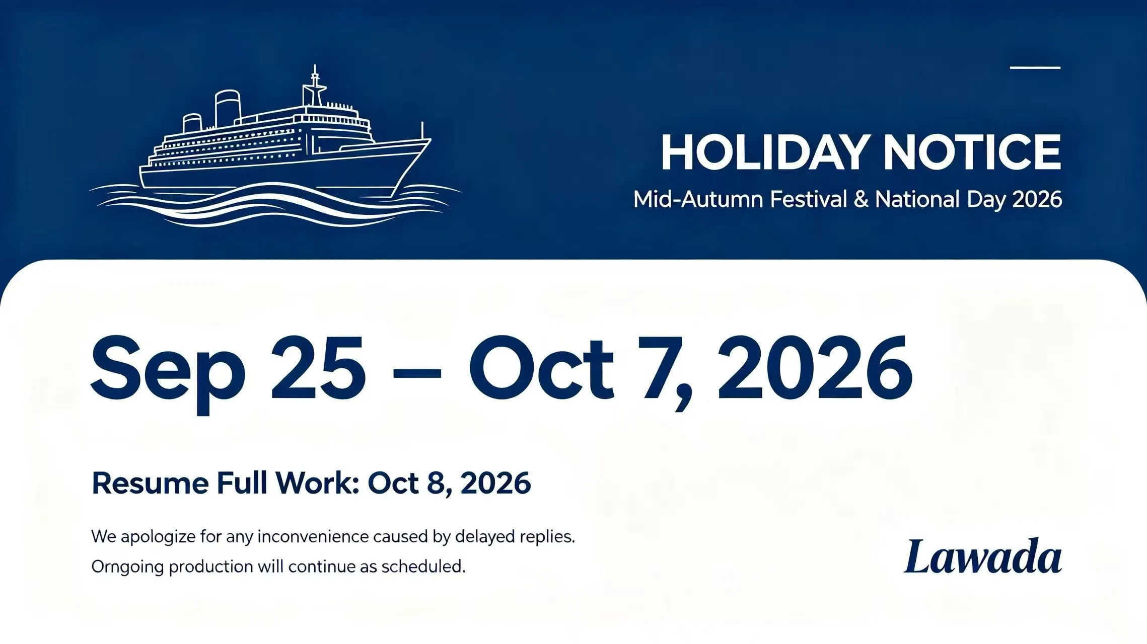Holiday Notice: Mid-Autumn Festival & National Day Holiday 2026